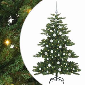 vidaXL Kunstigt Hinged Juletr&aelig; med 150 LED'er Gr&oslash;n 150 cm PVC og St&aring;l