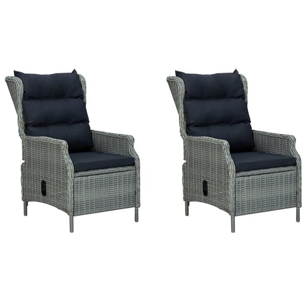 vidaXL spisebordss&aelig;t til haven 7 dele med hynder polyrattan lysegr&aring;