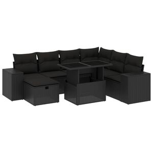 vidaXL sofas&aelig;t til haven 8 dele med hynder polyrattan sort