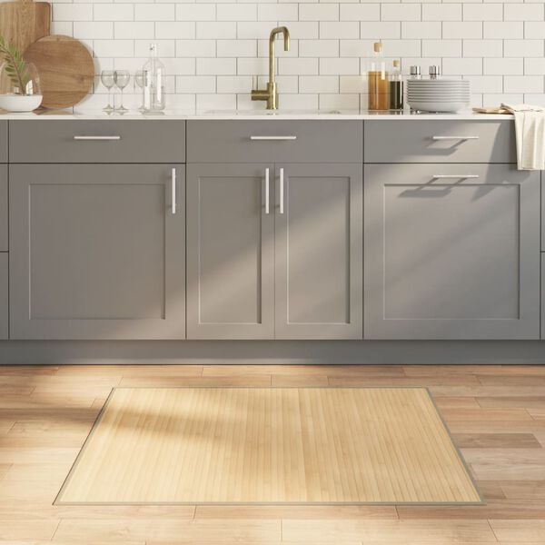 vidaXL gulvt&aelig;ppe 80x100 cm rektangul&aelig;r bambus lys naturfarvet