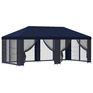 vidaXL Pavillon med sidetapper 6 x 3 m Bl&aring; Polyester og St&aring;l 190