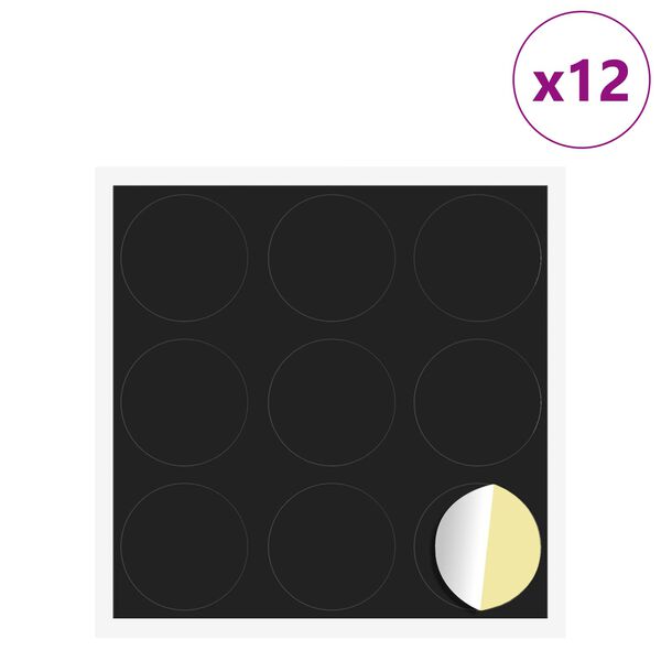 vidaXL Kl&aelig;bende Skrue Cover 12 pcs Sort &Oslash; 20 x 0,5 mm Coated Papir