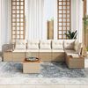 vidaXL Havesofa S&aelig;t med pude 7 pcs Beige Poly rattan