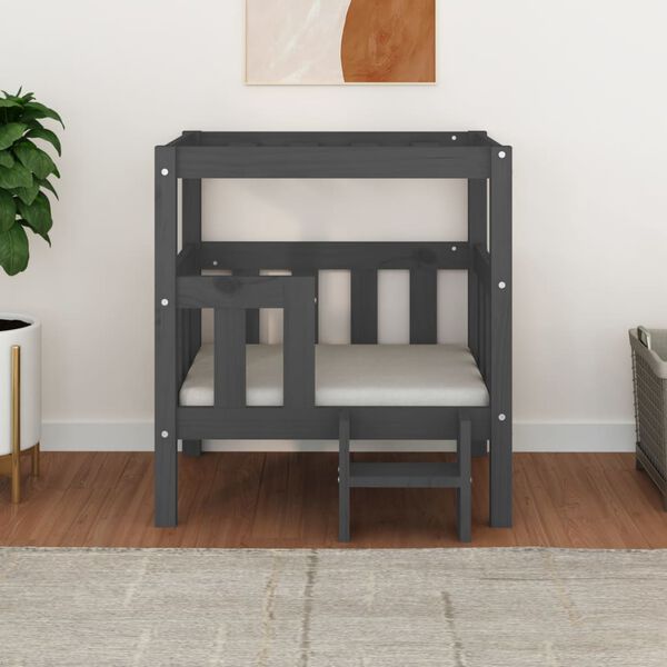 vidaXL hundeseng 65,5x50,5x70 cm massivt fyrretr&aelig; gr&aring;