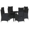 vidaXL Have Spisebordss&aelig;t med pude 5 pcs Sort polyrattan