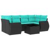 vidaXL havesofas&aelig;t med 7 hynder sort polyrattan