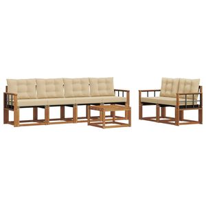 vidaXL Udend&oslash;rs sofagruppe med pude 7 pcs Naturlig og Beige