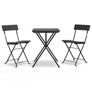 vidaXL foldbart bistros&aelig;t 3 dele polyrattan sort