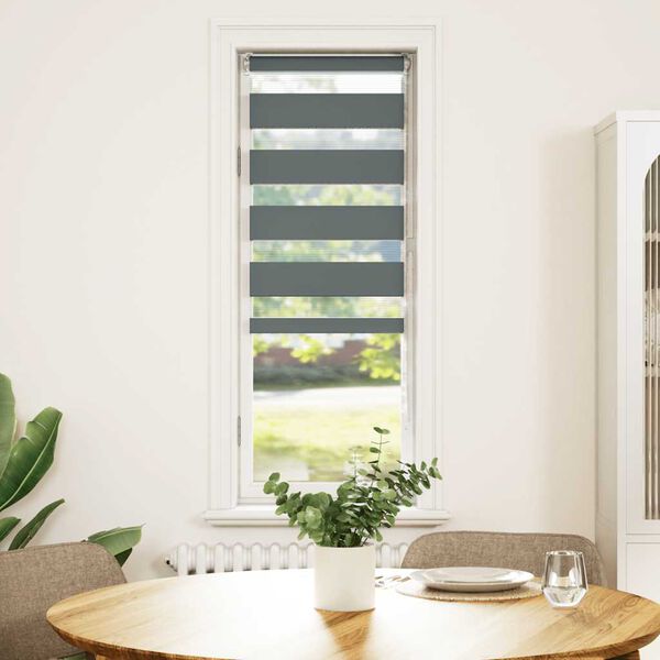 vidaXL zebragardin m&oslash;rkegr&aring; 45x150 cm stofbredde 40,9 cm polyester