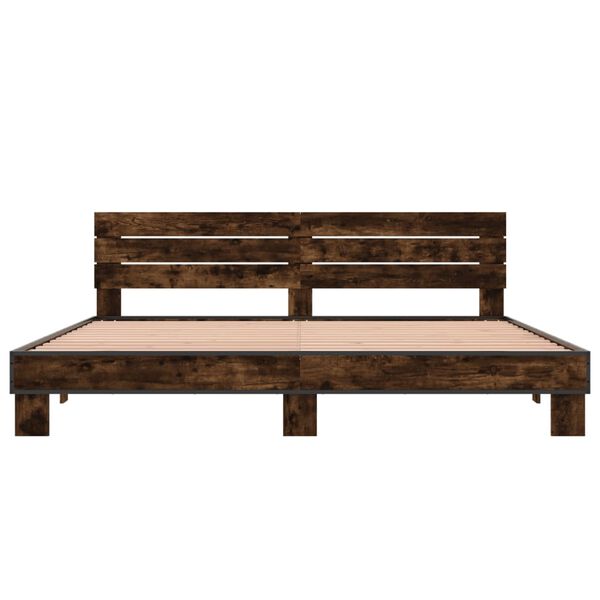 vidaXL sengestel 200x200cm konstrueret tr&aelig; og metal r&oslash;get egetr&aelig;sfarve