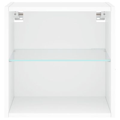 vidaXL sengebord med LED-lys væghængt hvid