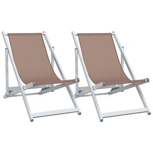 vidaXL Klapstole 2 stk. brun aluminium og textilene