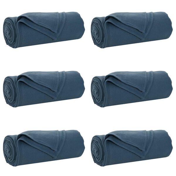 vidaXL Kastet&aelig;pper 6 pcs M&oslash;rkebl&aring; 170 x 130 cm Fleece