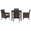 vidaXL Have Spisebordss&aelig;t med pude 5 pcs Brun polyrattan