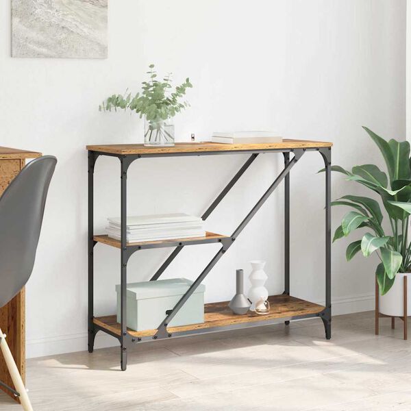 vidaXL Konsolbord Gammelt tr&aelig; 88,5 x 30 x 75 cm Konstrueret tr&aelig;