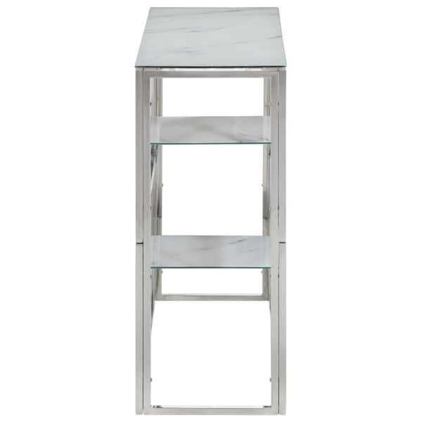 vidaXL konsolbord rustfrit st&aring;l og h&aelig;rdet glas s&oslash;lvfarvet