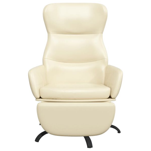 vidaXL l&aelig;nestol med fodst&oslash;tte kunstl&aelig;der cremefarvet