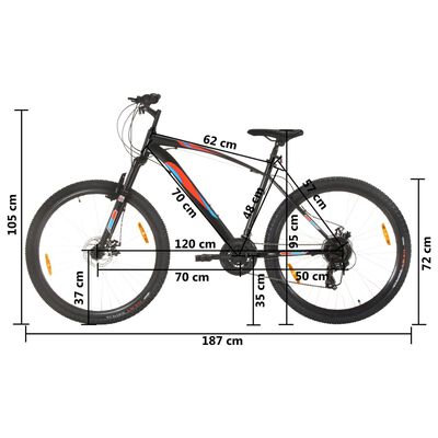 vidaXL mountainbike gear 29 tommer hjul 48 stel sort