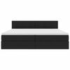 vidaXL Seng med opbevaring og LED med madras Sort 200 x 200 cm Stof