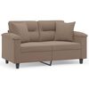 vidaXL 2-personers sofa m. puder hynder 120 cm mikrofiberstof gr&aring;brun