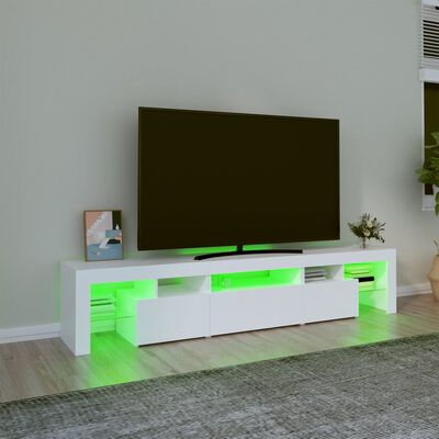vidaXL tv-skab med LED-lys 200x36,5x40 cm hvid
