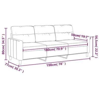 vidaXL 3-personers sofa 180 cm stof mørkegrå