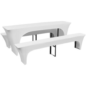 vidaXL 3 betr&aelig;k til &oslash;lbord og b&aelig;nke 220x70x80 cm str&aelig;k hvid