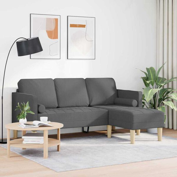 vidaXL Sofa S&aelig;t med pude M&oslash;rkegr&aring; Polyester
