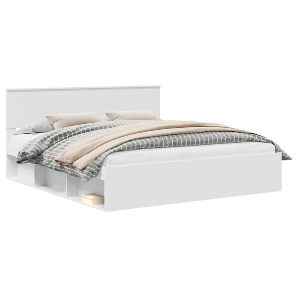 vidaXL Sengestel med hovedg&aelig;rde Hvid 180 x 200 cm Konstrueret tr&aelig;