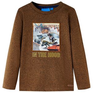 Lang&aelig;rmet T-shirt til b&oslash;rn str. 104 cognacmeleret