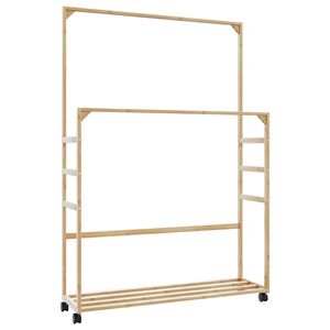 vidaXL t&oslash;jstativ med hylder og hjul 90x35x155 cm bambus