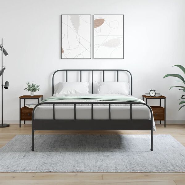 vidaXL sengeborde 2 stk. 34x36x50 cm konstrueret træ brun egetræsfarve