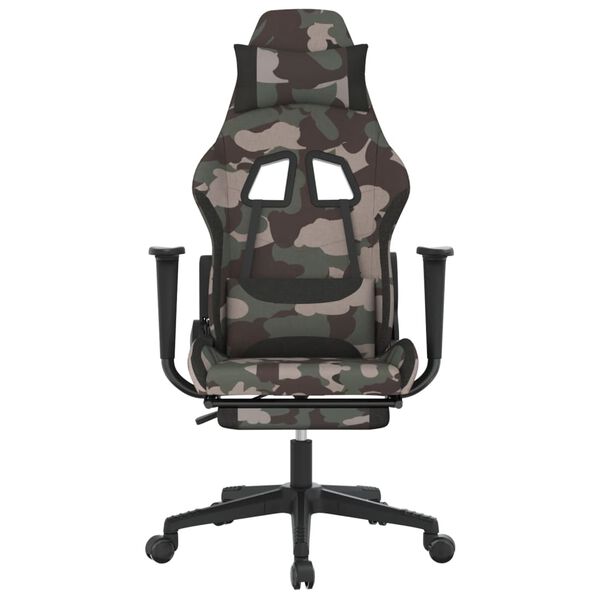 vidaXL gamingstol med massagefunktion + fodst&oslash;tte stof sort camouflage