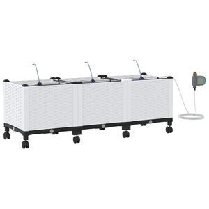vidaXL Havekrukke med vanding og hjul 3 stk. Hvid 120 x 40 x 43,5 cm