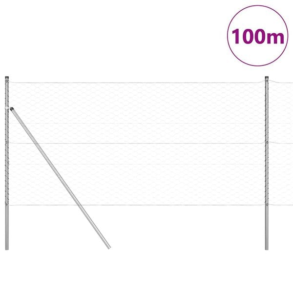 vidaXL Hegnsp&aelig;l S&oslash;lv 100 x 1,2 m (50 mm net) St&aring;l