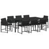 vidaXL Have Spisebordss&aelig;t 9 stk. Sort polyrattan