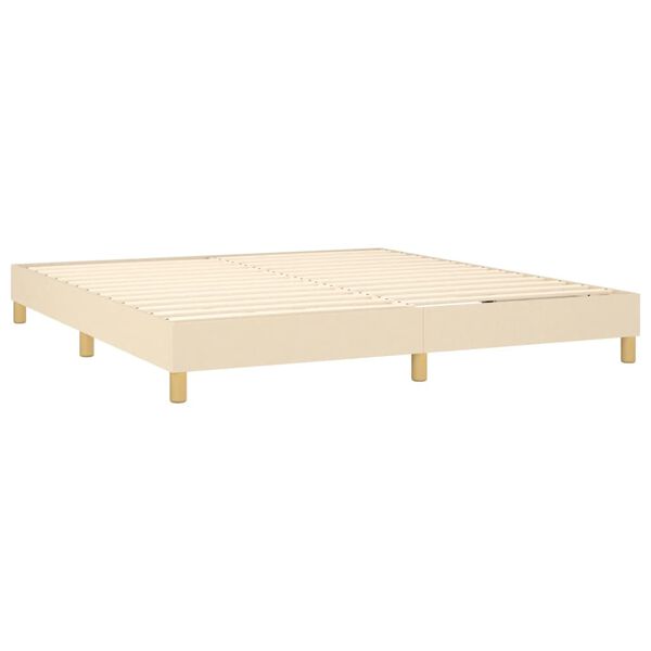 vidaXL Boxspring sengeramme 160x200 cm stof cremefarvet