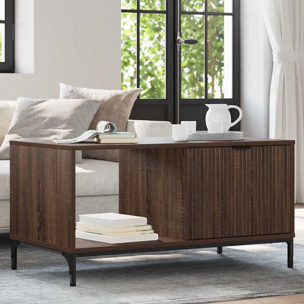 vidaXL Sofabord Brun eg 90 x 49 x 46 cm Konstrueret træ