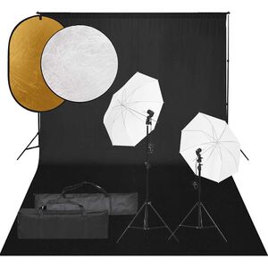 vidaXL fotostudies&aelig;t med lampes&aelig;t + baggrund og reflektor