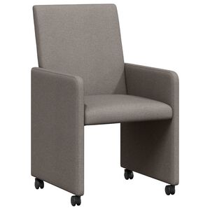 vidaXL Spisebordsstole med hjul 2 stk. Stof Gr&aring;brun 57 x 66 x 94 cm
