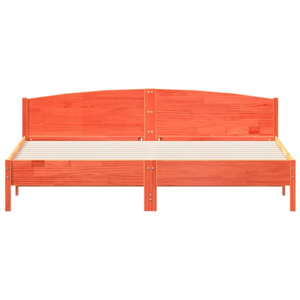 vidaXL sengeramme uden madras 200x200 cm massivt fyrretr&aelig; gyldenbrun