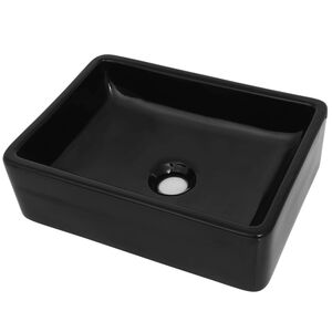 vidaXL h&aring;ndvask keramik rektangul&aelig;r sort 41 x 30 x 12 cm