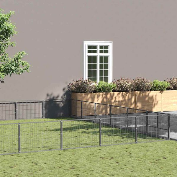 vidaXL hundel&oslash;beg&aring;rd 54 m&sup2; st&aring;l s&oslash;lvfarvet