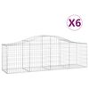vidaXL buede gabionkurve 6 stk. 200x50x60/80 cm galvaniseret jern