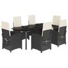 vidaXL spisebordss&aelig;t til haven 7 dele med hynder polyrattan sort
