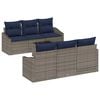 vidaXL Sofa S&aelig;t med pude 7 pcs Gr&aring; og Marinebl&aring; polyrattan