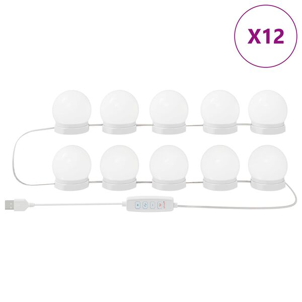 vidaXL Spejl Lygter 12 pcs Hvid 4.5 x 4.5 x 4.8 cm Plastik