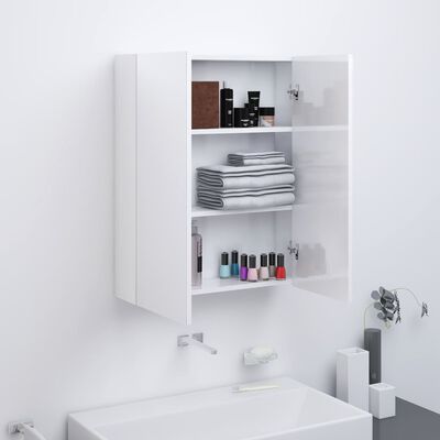 vidaXL badeværelsesskab med spejl 60x15x75 cm MDF skinnende hvid