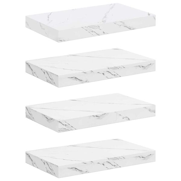 vidaXL V&aelig;ghylde 4 pcs Hvid marmor 40 x 23,5 x 4 cm Konstrueret tr&aelig;