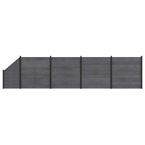vidaXL Hegnss&aelig;t 5 stk. 792 x 186 cm WPC og Aluminium Gr&aring;